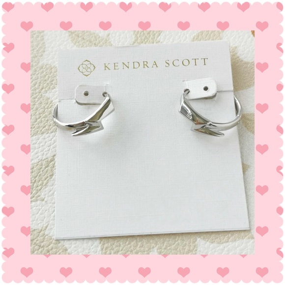 NEW KENDRA SCOTT BOLT SILVER HUGGIE EARRINGS - Picture 3 of 5